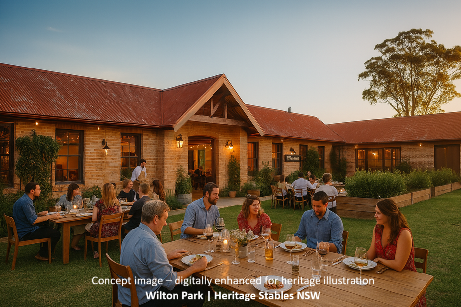 Hospitality courtyard with community lawn