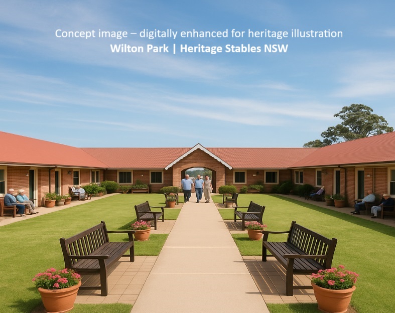 Planted quadrangle with seating and shade