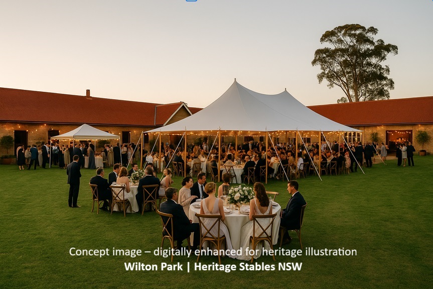 Courtyard set up for a small wedding event
